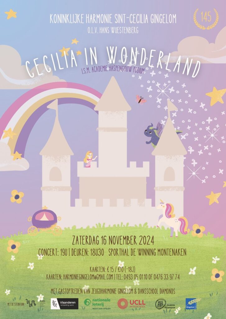 Koninklijke Harmonie Sint-Cecilia Gingelom viert 145 jaar met een Jubileumconcert "Cecilia in Wonderland"! | harmoniegingelom